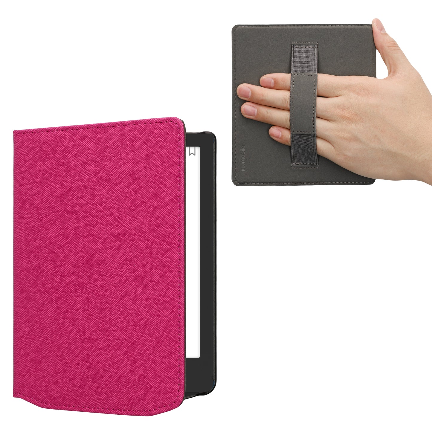 kwmobile Klapphülle kompatibel mit Pocketbook Verse / Verse Lite / Verse Pro / Color / Vivlio Light/Light HD Hülle - Schutzhülle für den eReader aus Kunstleder mit Handschlaufe in Neon Pink Neon Pink  