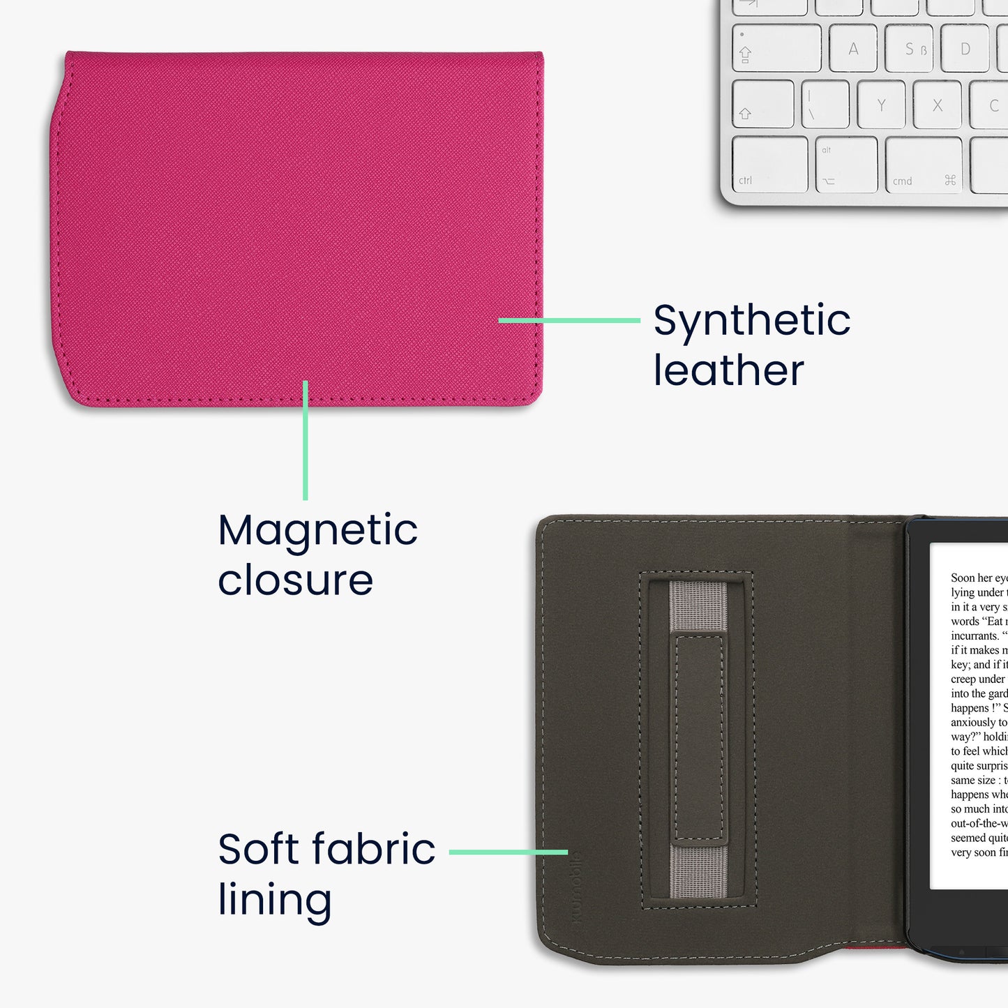 Flip case for eReader with hand strap