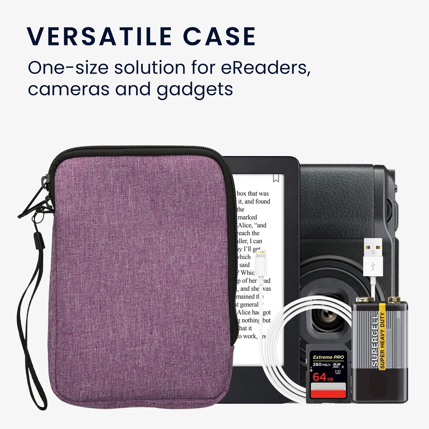 kwmobile Fabric Sleeve compatible with 6" eReader Case - for e-Reader with Zipper