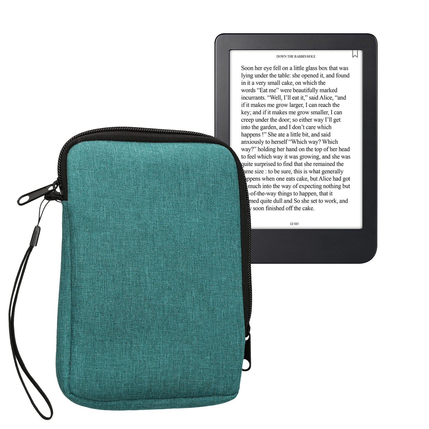 kwmobile Schutzhülle aus Stoff kompatibel mit 6" eReader Hülle - Stoffhülle für e-Reader mit Reißverschluss - Petrol Petrol  