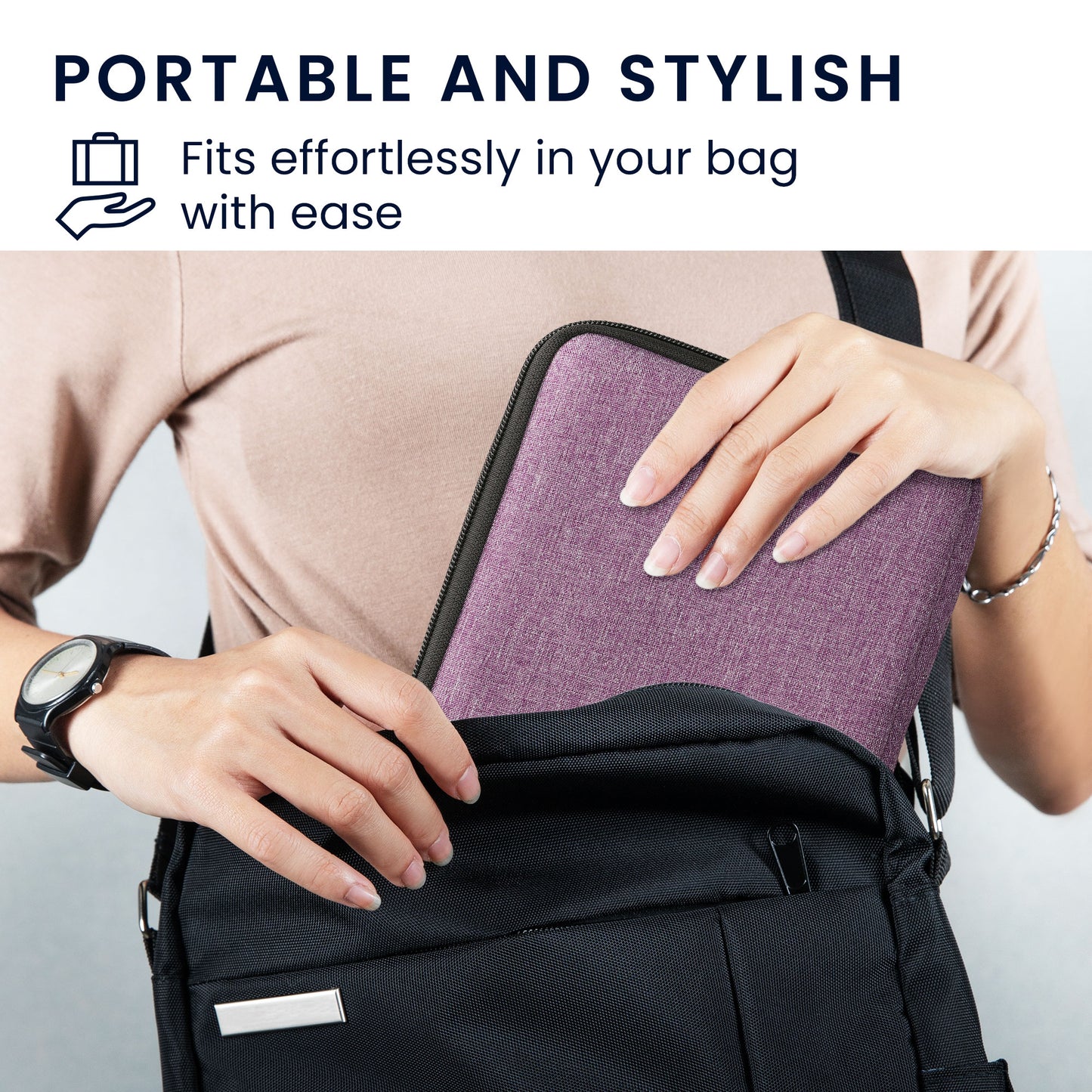 kwmobile Fabric Case Compatible with 6.8-7" eReader Cover for e-Readers with Zipper