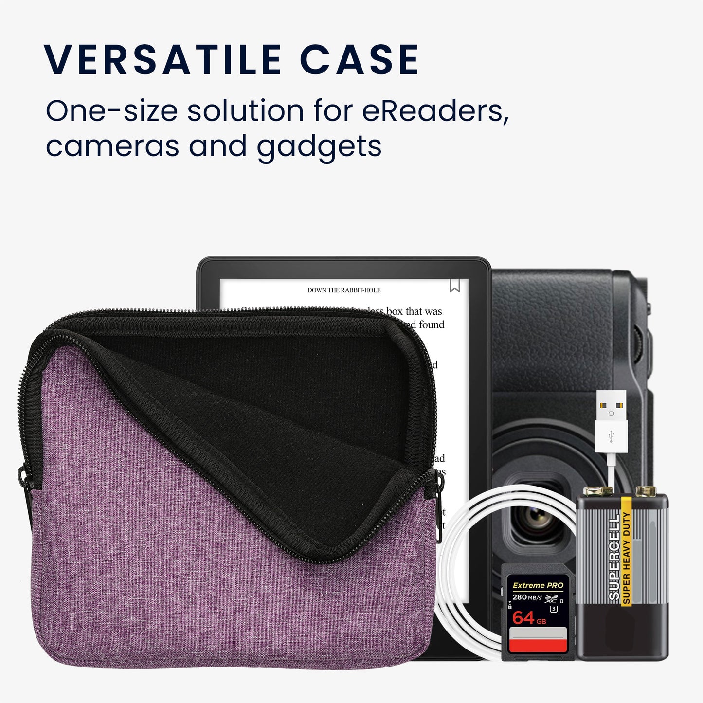 kwmobile Fabric Case Compatible with 6.8-7" eReader Cover for e-Readers with Zipper