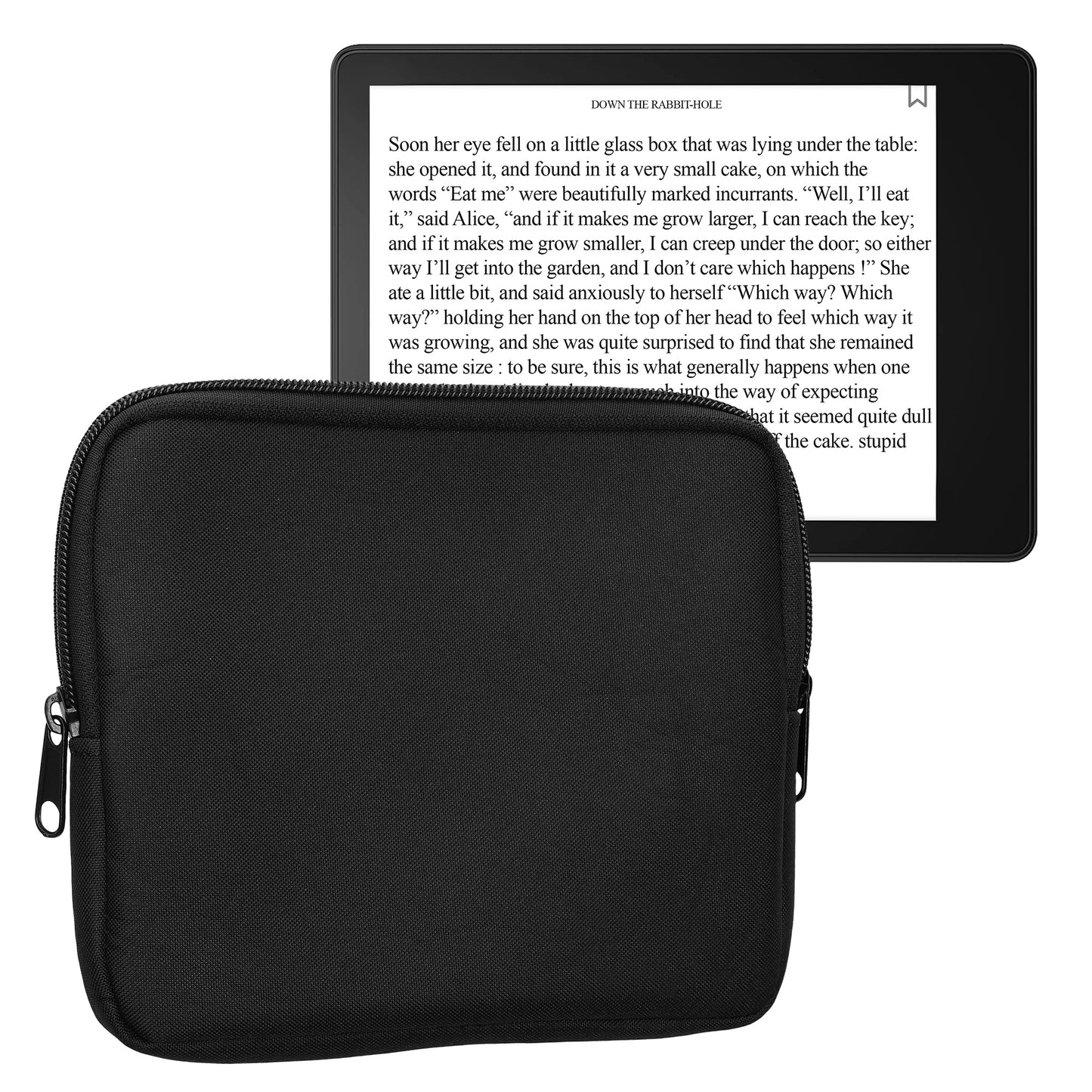kwmobile Schutzhülle aus Stoff kompatibel mit 6,8-7" eReader Hülle - Stoffhülle für e-Reader mit Reißverschluss - Schwarz Schwarz  