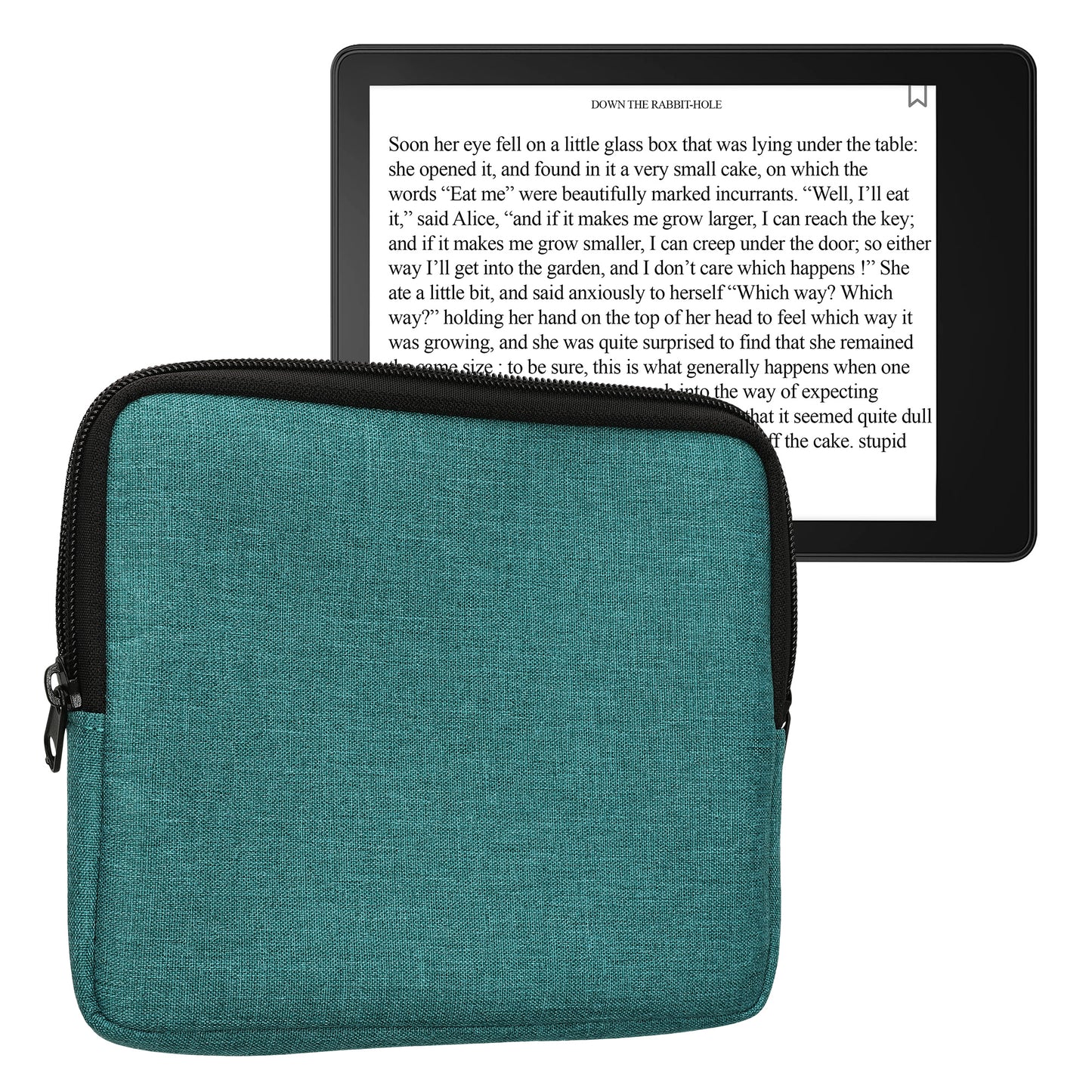 kwmobile Schutzhülle aus Stoff kompatibel mit 6,8-7" eReader Hülle - Stoffhülle für e-Reader mit Reißverschluss - Petrol Petrol  