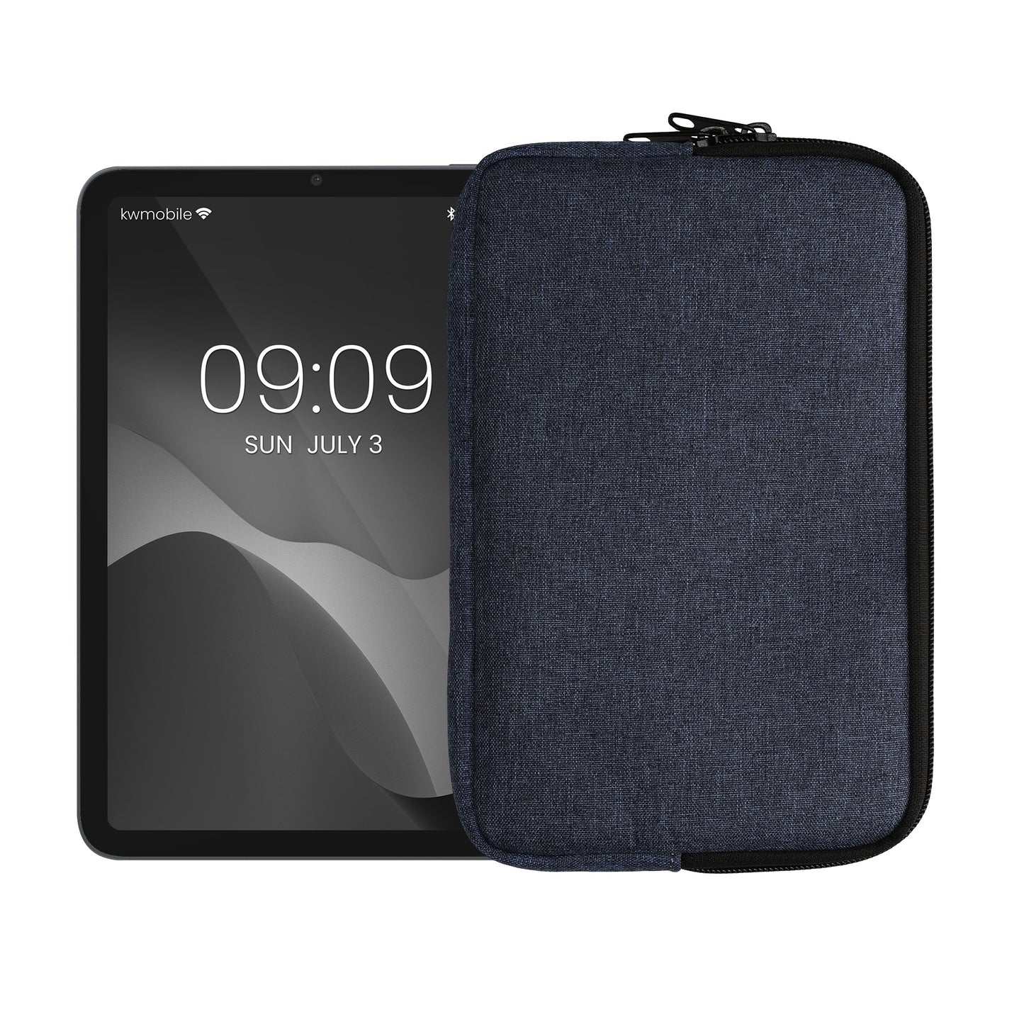 kwmobile Schutzhülle aus Stoff kompatibel mit 8"-8,4" Tablet Hülle - Stoffhülle für Tablet mit Reißverschluss - Dunkelblau Dunkelblau  