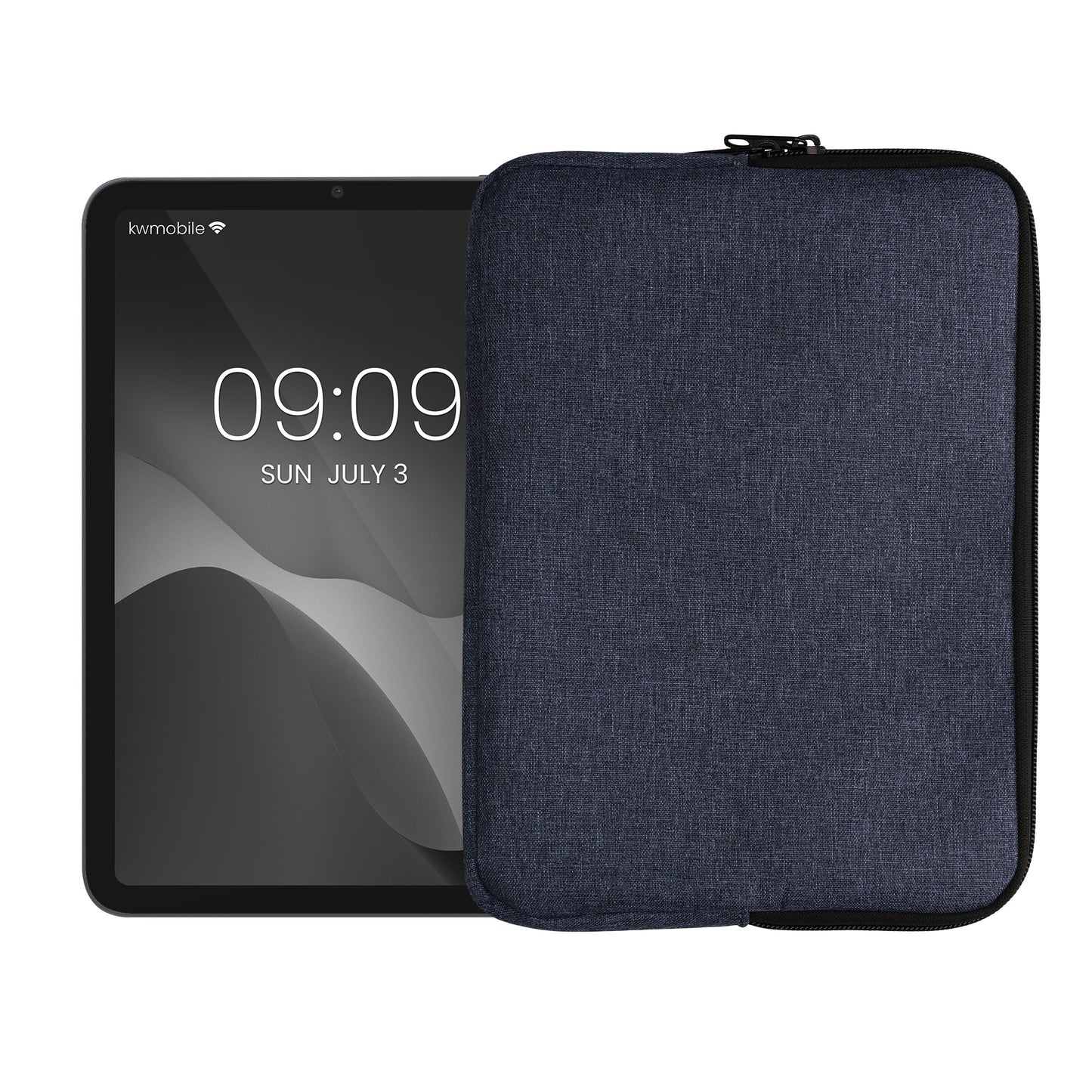 kwmobile Schutzhülle aus Stoff kompatibel mit 9,7"-11" Tablet Hülle - Stoffhülle für Tablet mit Reißverschluss - Dunkelblau Dunkelblau  