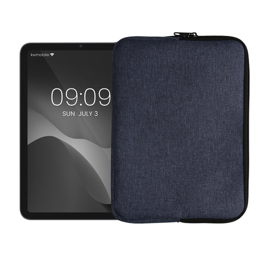 kwmobile Schutzhülle aus Stoff kompatibel mit 9,7"-11" Tablet Hülle - Stoffhülle für Tablet mit Reißverschluss - Dunkelblau Dunkelblau  