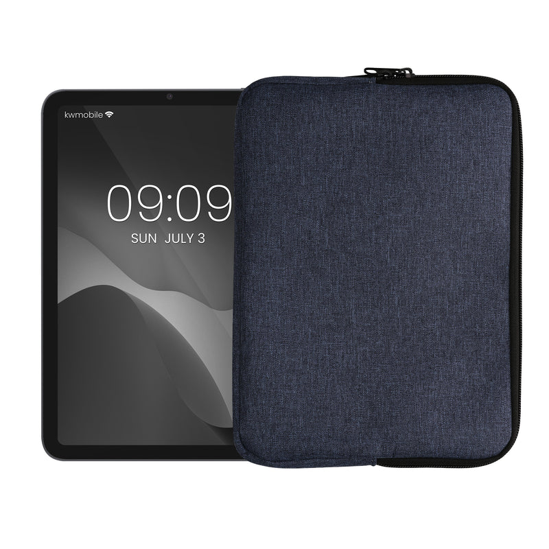 kwmobile Schutzhülle aus Stoff kompatibel mit 9,7"-11" Tablet Hülle - Stoffhülle für Tablet mit Reißverschluss - Dunkelblau Dunkelblau  