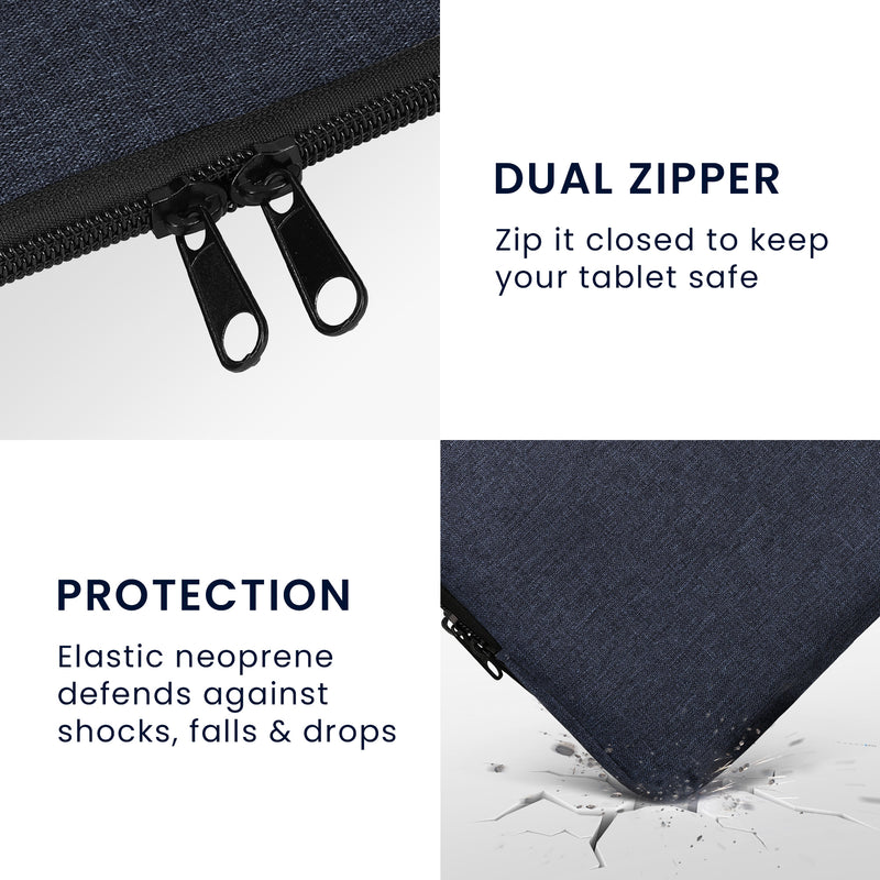 kwmobile Fabric Sleeve compatible with 9.7"-11" Tablet Case - Fabric Pouch for Tablet with Zipper