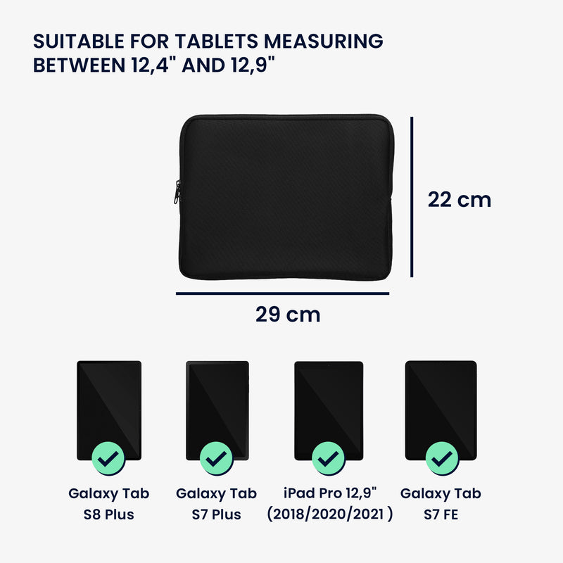 kwmobile Protective Sleeve Compatible with 12.4"-12.9" Tablet Case with Zipper