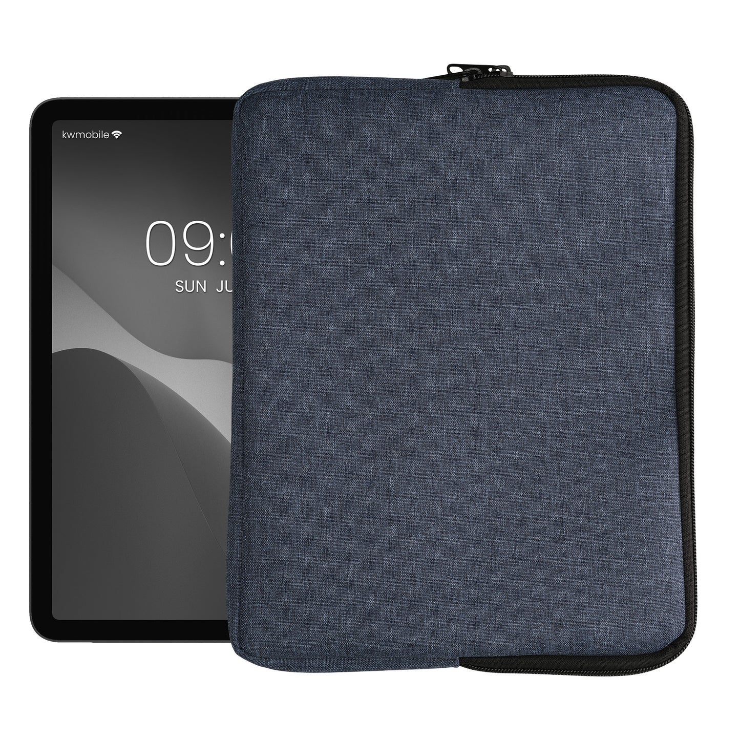 kwmobile Schutzhülle aus Stoff kompatibel mit 12,4"-12,9" Tablet Hülle - Stoffhülle für Tablet mit Reißverschluss - Dunkelblau Dunkelblau  