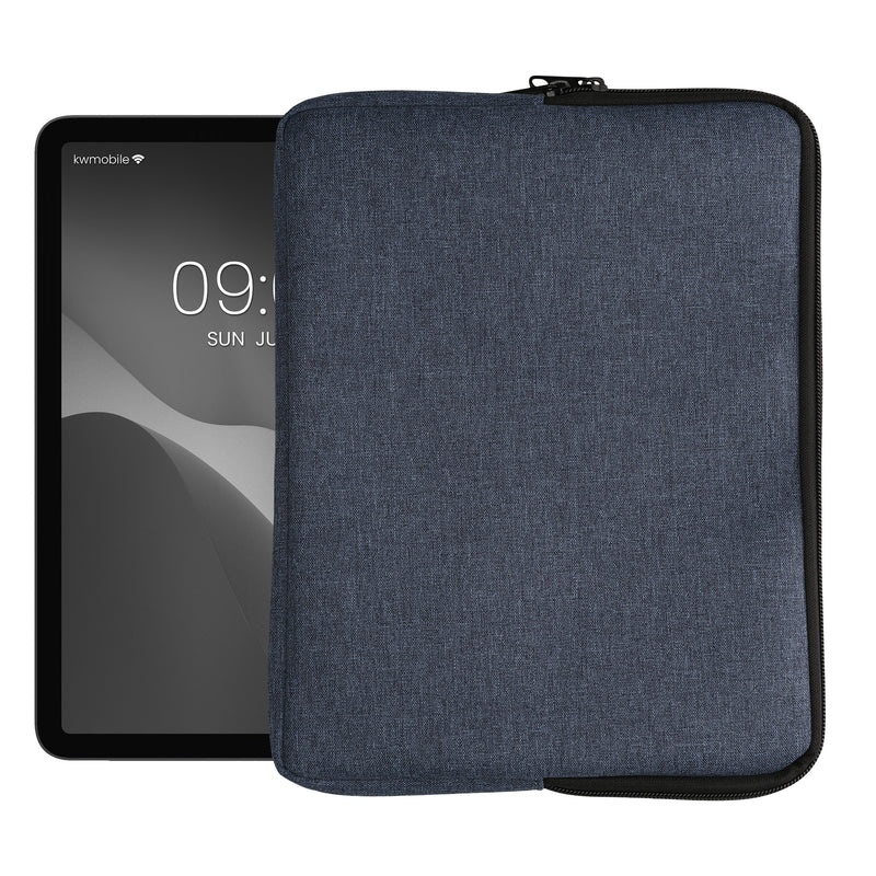 kwmobile Schutzhülle aus Stoff kompatibel mit 12,4"-12,9" Tablet Hülle - Stoffhülle für Tablet mit Reißverschluss - Dunkelblau Dunkelblau  