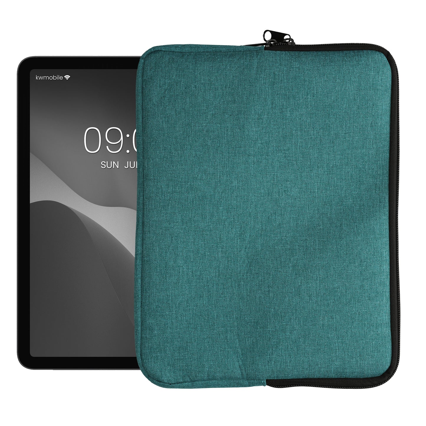kwmobile Schutzhülle aus Stoff kompatibel mit 12,4"-12,9" Tablet Hülle - Stoffhülle für Tablet mit Reißverschluss - Petrol Petrol  