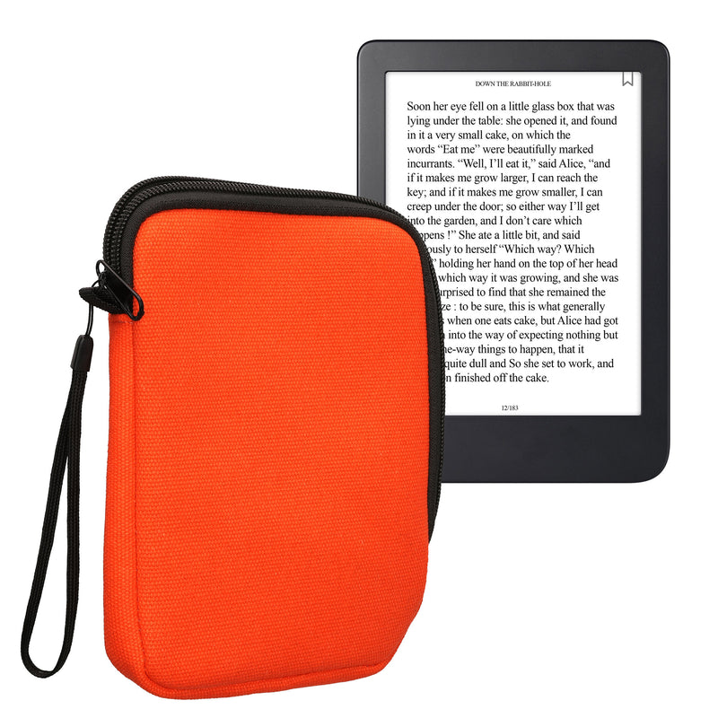 kwmobile Schutzhülle aus Canvas kompatibel mit 6" eReader Hülle - Canvashülle für e-Reader mit Reißverschluss - Orange Orange  
