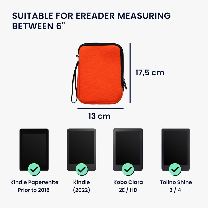 kwmobile Protective Case Compatible with 6" eReader Case with Zipper