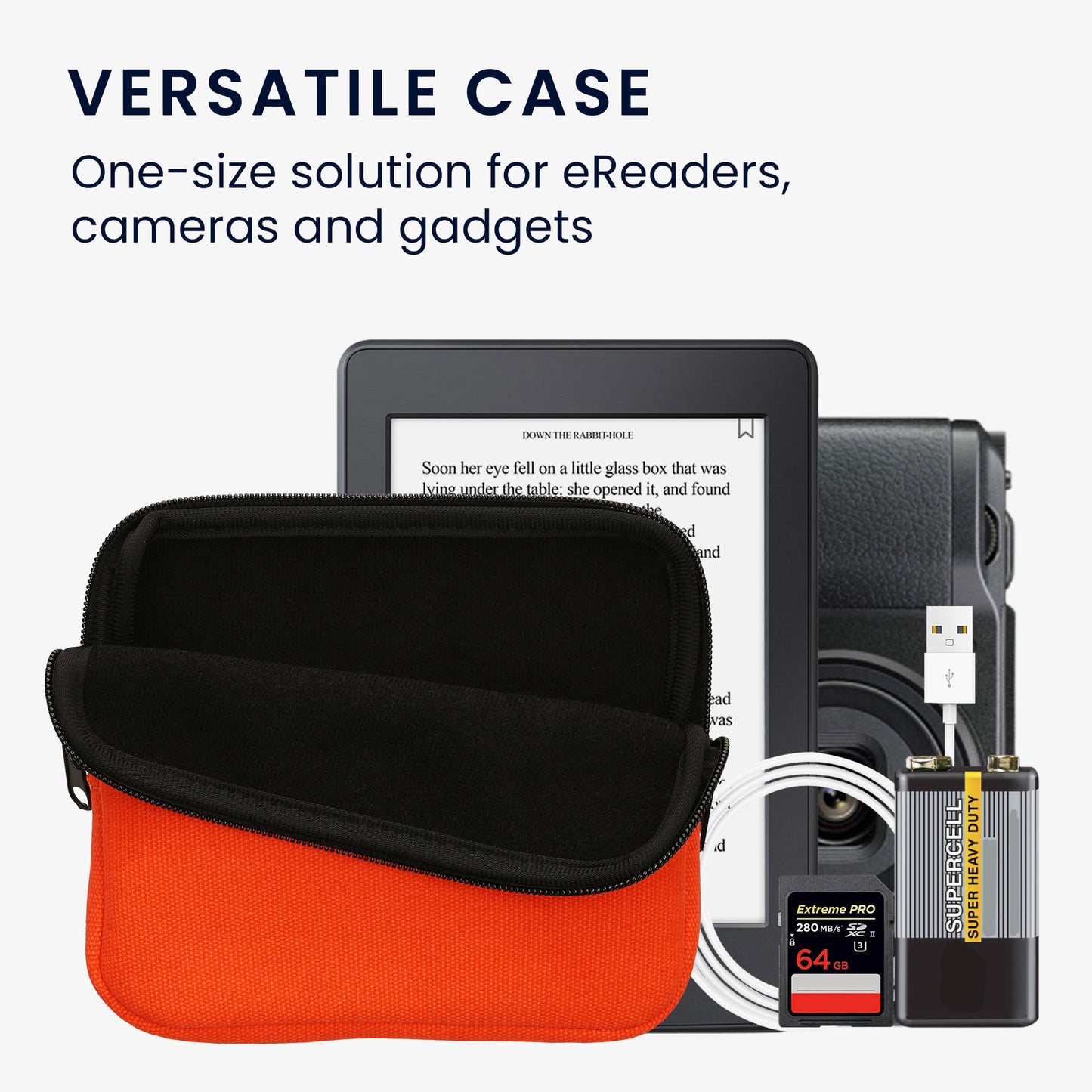 kwmobile Canvas Case Compatible with 6.8-7" eReader Cover with Zipper