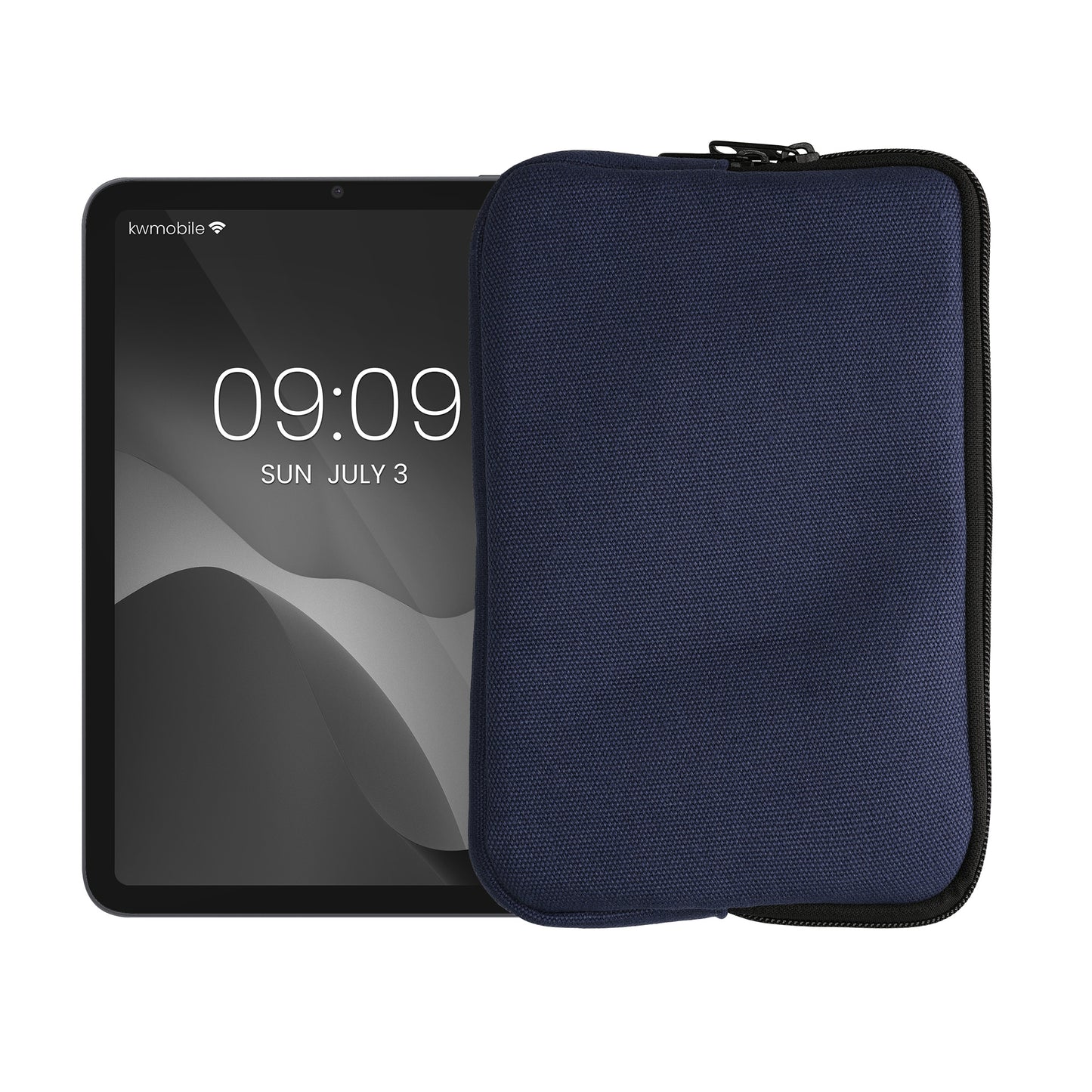 kwmobile Schutzhülle aus Canvas kompatibel mit 8"-8,4" Tablet Hülle - Canvashülle für Tablet mit Reißverschluss - Dunkelblau Dunkelblau  