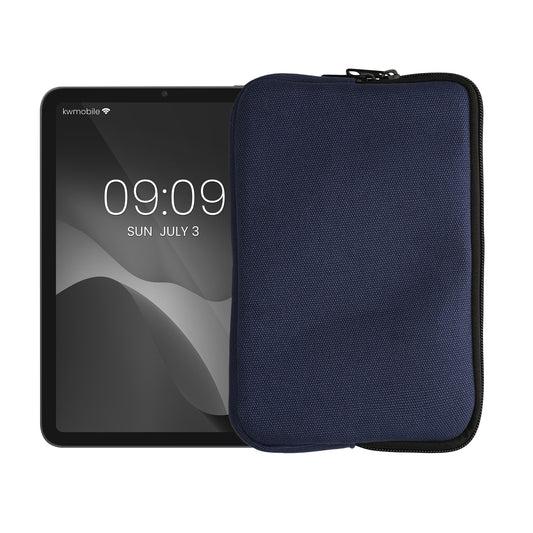 kwmobile Schutzhülle aus Canvas kompatibel mit 8"-8,4" Tablet Hülle - Canvashülle für Tablet mit Reißverschluss - Dunkelblau Dunkelblau  