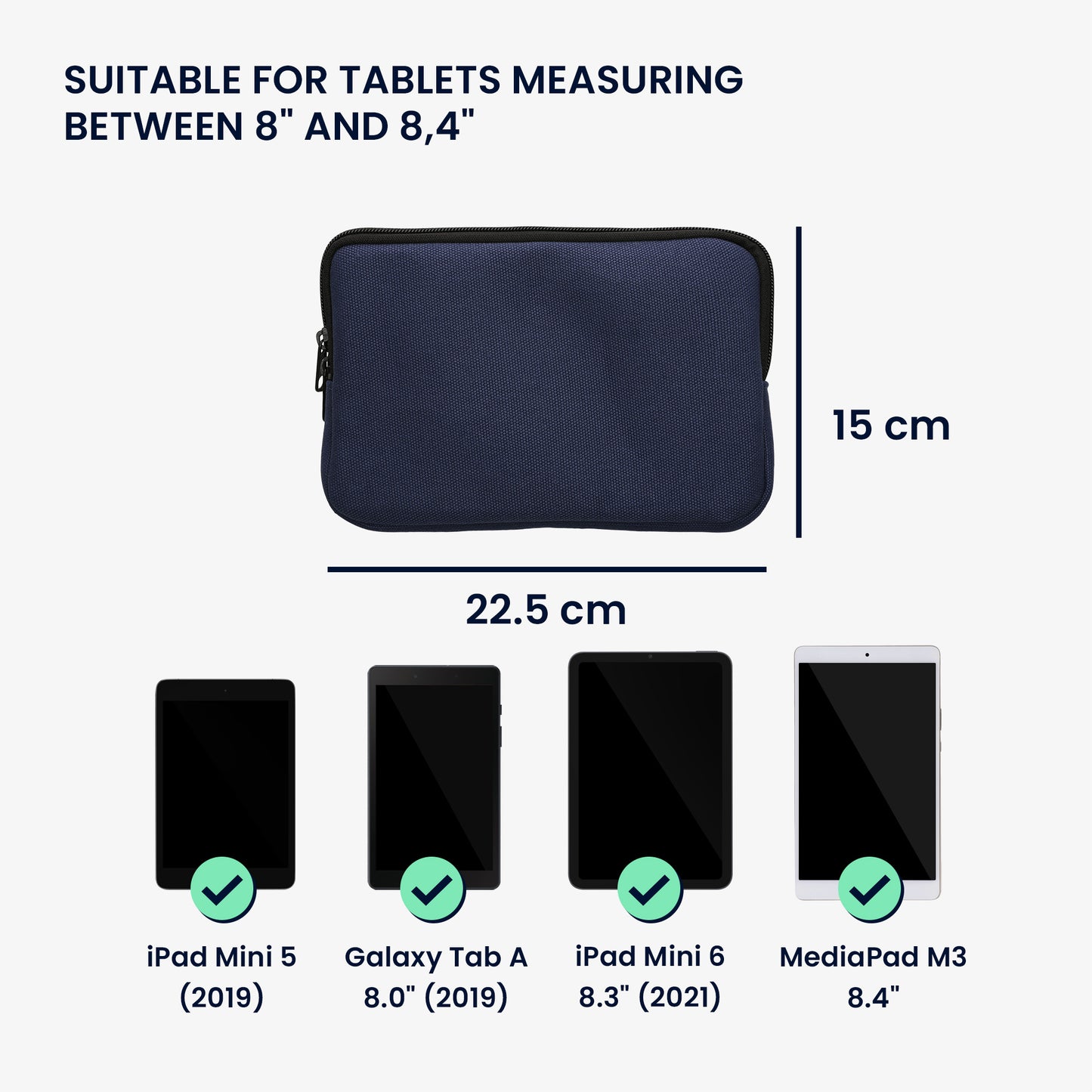 kwmobile Protective Case Compatible with 8"-8.4" Tablet Sleeve with Zipper