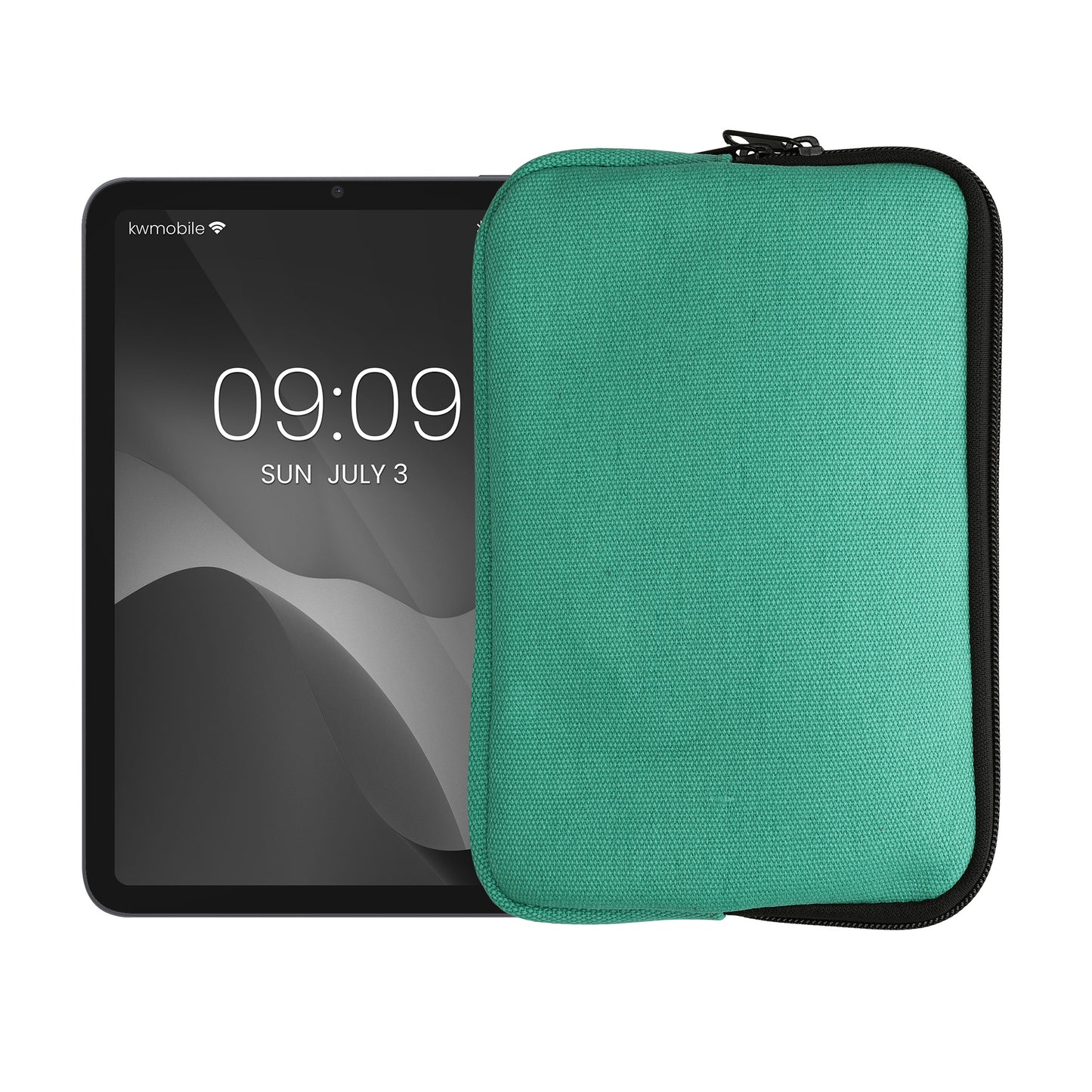 kwmobile Schutzhülle aus Canvas kompatibel mit 8"-8,4" Tablet Hülle - Canvashülle für Tablet mit Reißverschluss - Petrol Petrol  