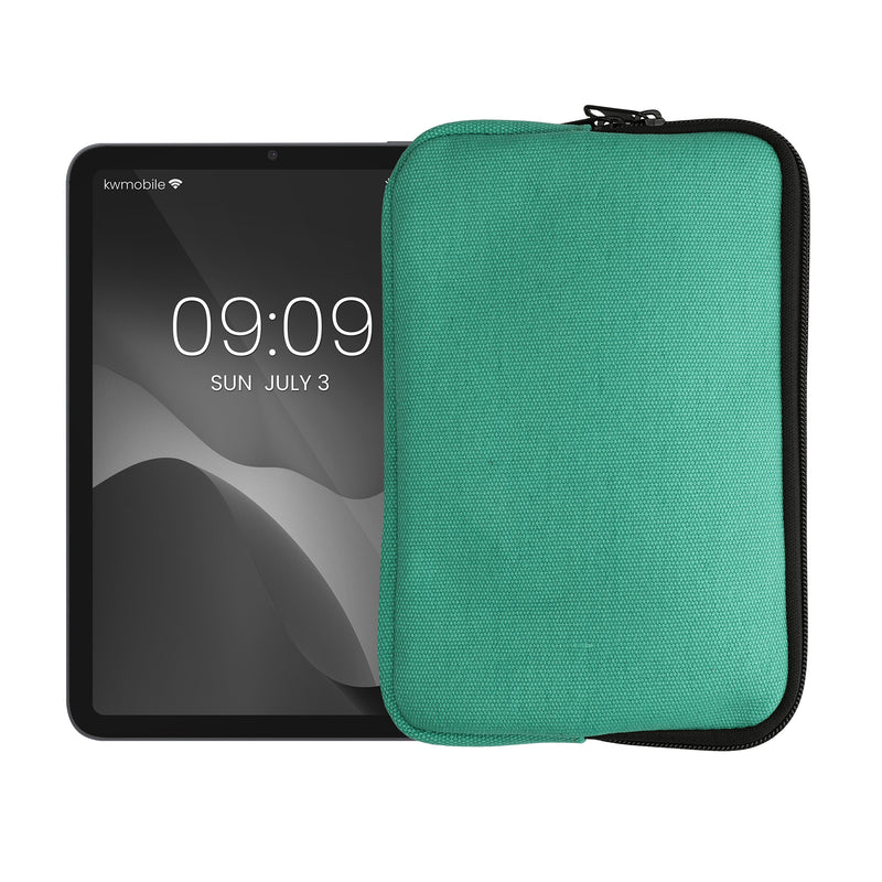 kwmobile Schutzhülle aus Canvas kompatibel mit 8"-8,4" Tablet Hülle - Canvashülle für Tablet mit Reißverschluss - Petrol Petrol  