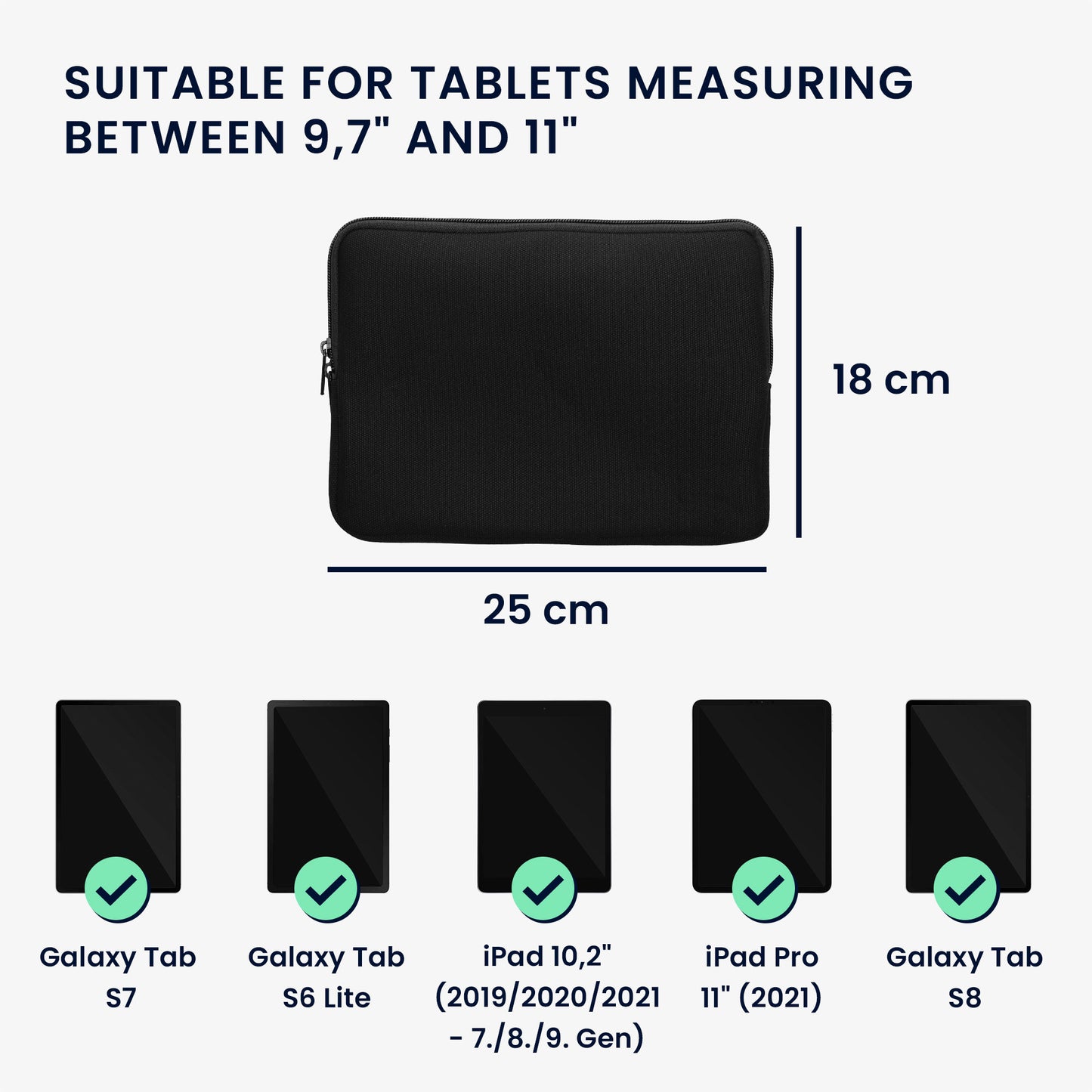 kwmobile Protective Case Compatible with 9.7"-11" Tablet Sleeve with Zipper