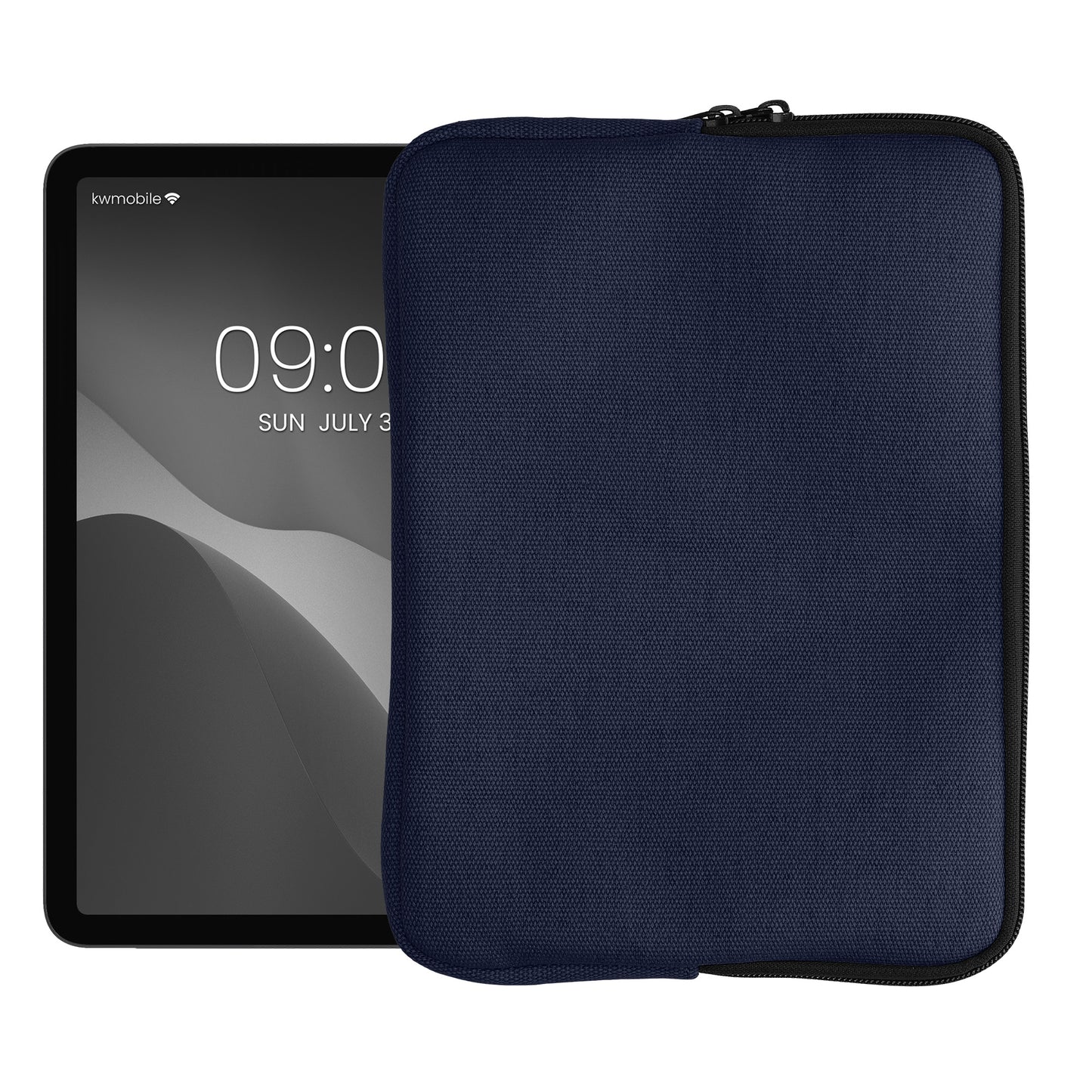 kwmobile Schutzhülle aus Canvas kompatibel mit 9,7"-11" Tablet Hülle - Canvashülle für Tablet mit Reißverschluss - Dunkelblau Dunkelblau  