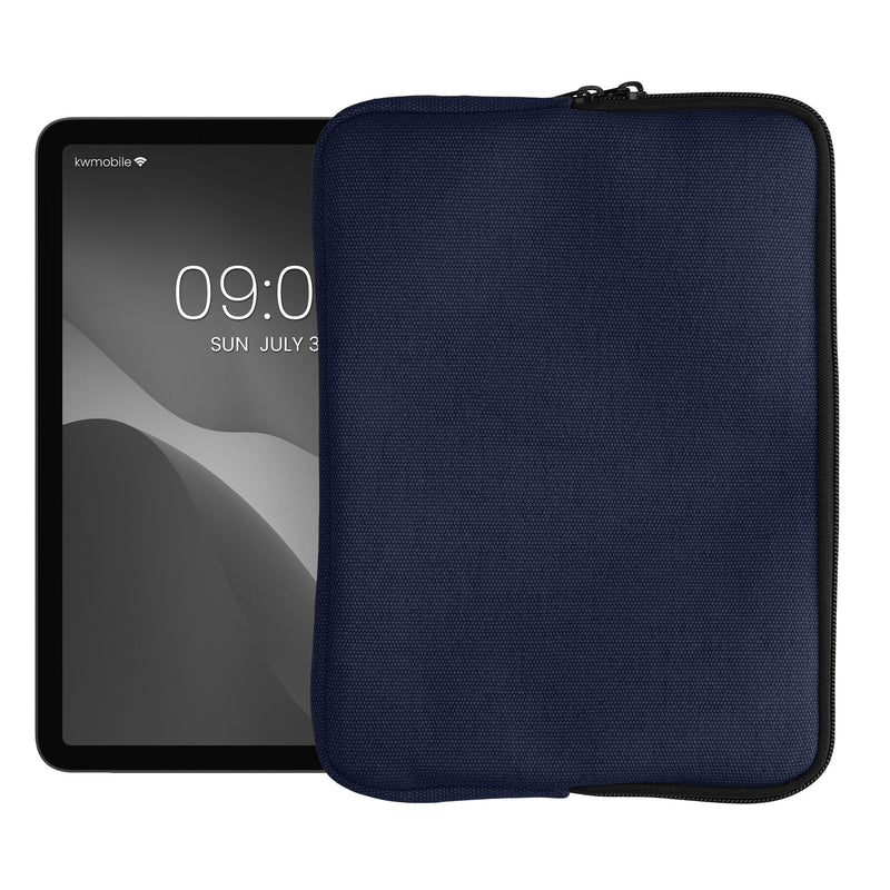 kwmobile Schutzhülle aus Canvas kompatibel mit 9,7"-11" Tablet Hülle - Canvashülle für Tablet mit Reißverschluss - Dunkelblau Dunkelblau  