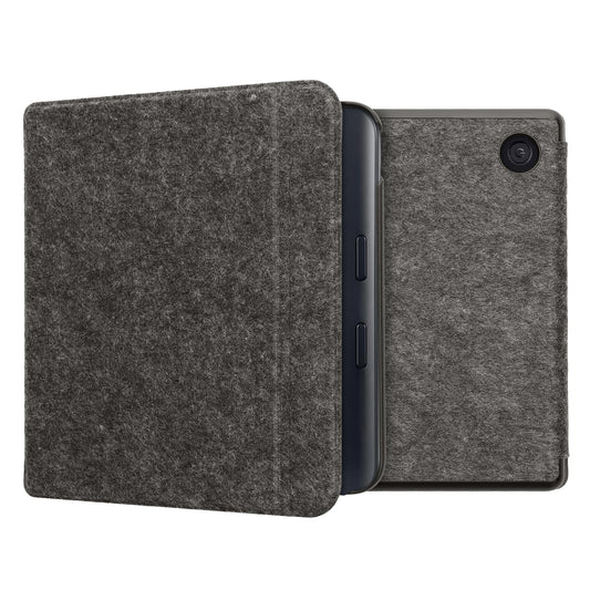 kwmobile Hülle kompatibel mit Kobo Kobo Libra Colour / Tolino Vision Color - Filz Stoff eReader Schutzhülle Cover Case - Dunkelgrau Dunkelgrau  
