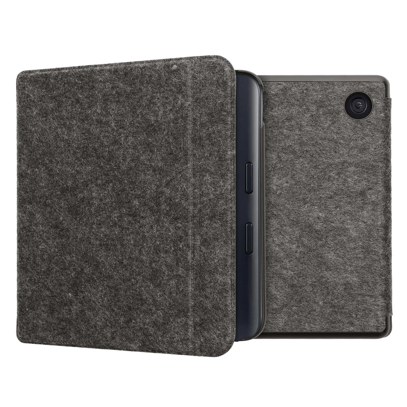kwmobile Hülle kompatibel mit Kobo Kobo Libra Colour / Tolino Vision Color - Filz Stoff eReader Schutzhülle Cover Case - Dunkelgrau Dunkelgrau  
