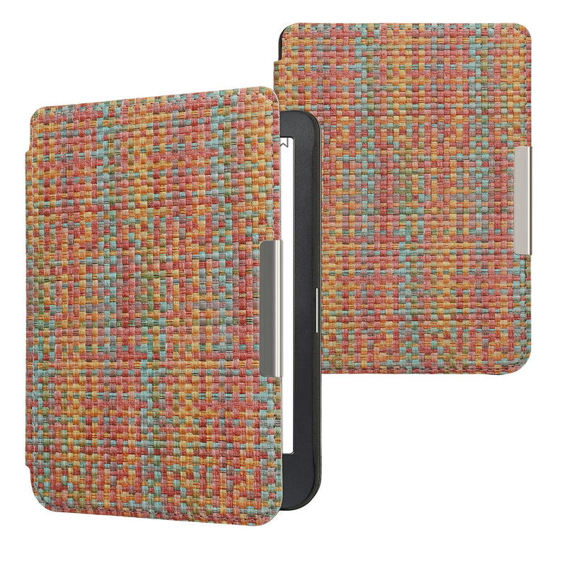 kwmobile Klapphülle kompatibel mit Kobo Clara BW / Clara Colour / Tolino Shine (5) / Shine Color Hülle - eReader Case - Farbenfroh karriert Gelb Rot Grün Gelb  [dsg01]