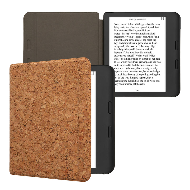 kwmobile Hülle kompatibel mit Kobo Kobo Libra Colour / Tolino Vision Color - Kork eReader Schutzhülle Cover Case - Hellbraun Hellbraun  