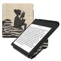 kwmobile Schutzhülle kompatibel mit Kobo Kobo Libra Colour / Tolino Vision Color - Hülle Kunstleder - eReader Cover Case - Lesende Frau Schwarz Beige Schwarz  [dsg04]
