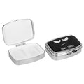 kwmobile 2x Edelstahl Tablettenbox mit 2 Fächern - 5,5 x 4 x 1,5cm - Pillendosen Set klein Tablettendose - Tragbare Pillenbox Metall Medikamentenbox Dose in Don't Touch Weiß  [dsg01]