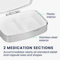 kwmobile Pill Box with 2 Compartments Pill Dispenser Set Small Portable Pill Box Metal Medicine Box Case in Don't Touch