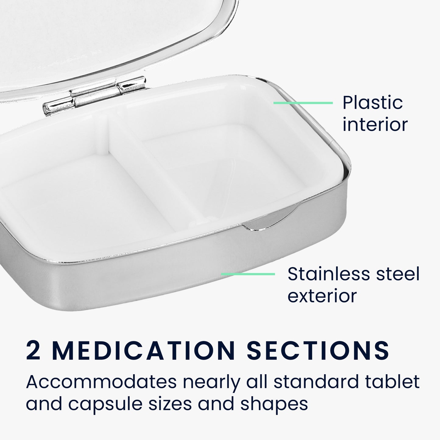 kwmobile Pill Box with 2 Compartments Pill Dispenser Set Small Portable Pill Box Metal Medicine Box Case in Don't Touch