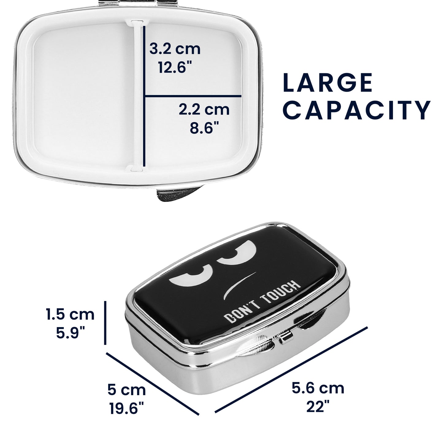 kwmobile Pill Box with 2 Compartments Pill Dispenser Set Small Portable Pill Box Metal Medicine Box Case in Don't Touch