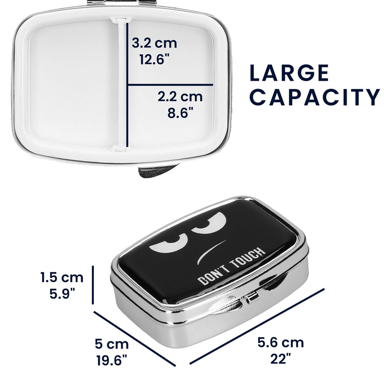kwmobile Pill Box with 2 Compartments Pill Dispenser Set Small Portable Pill Box Metal Medicine Box Case in Don't Touch