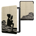 kwmobile Klapphülle kompatibel mit Amazon Kindle Paperwhite (2024)/Colorsoft Hülle - eReader Case - Lesende Frau Schwarz Beige Schwarz  [dsg03]