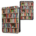 kwmobile Klapphülle kompatibel mit Amazon Kindle Paperwhite (2024)/Colorsoft Hülle - eReader Case - Bücherregal mit Pflanzen Blau Grün Pink Blau  [dsg11]