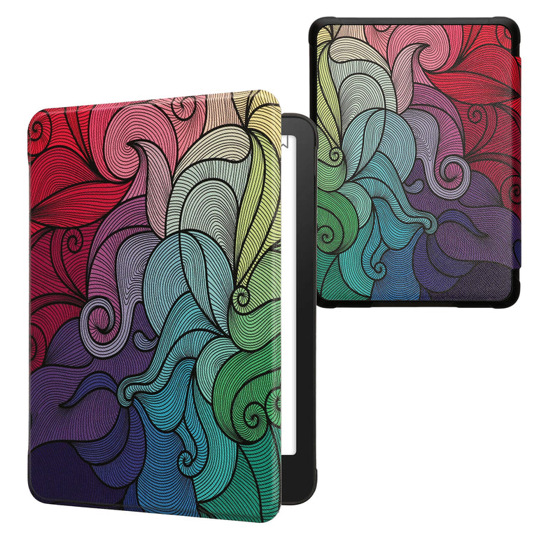 kwmobile Klapphülle kompatibel mit Amazon Kindle Paperwhite (2024)/Colorsoft Hülle - eReader Case - Farbrausch Pink Blau Grün Pink  [dsg12]