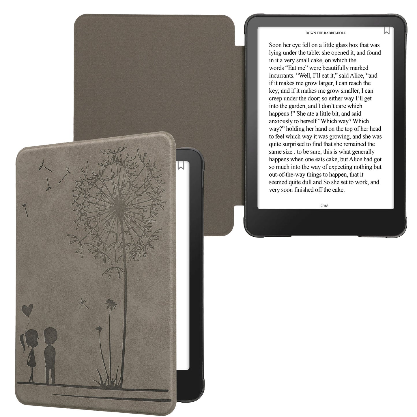 kwmobile Case for Amazon Kindle Paperwhite (2024)/Colorsoft Case - eReader Cover Made of Faux Leather with Auto Sleep Function - Dandelion Love