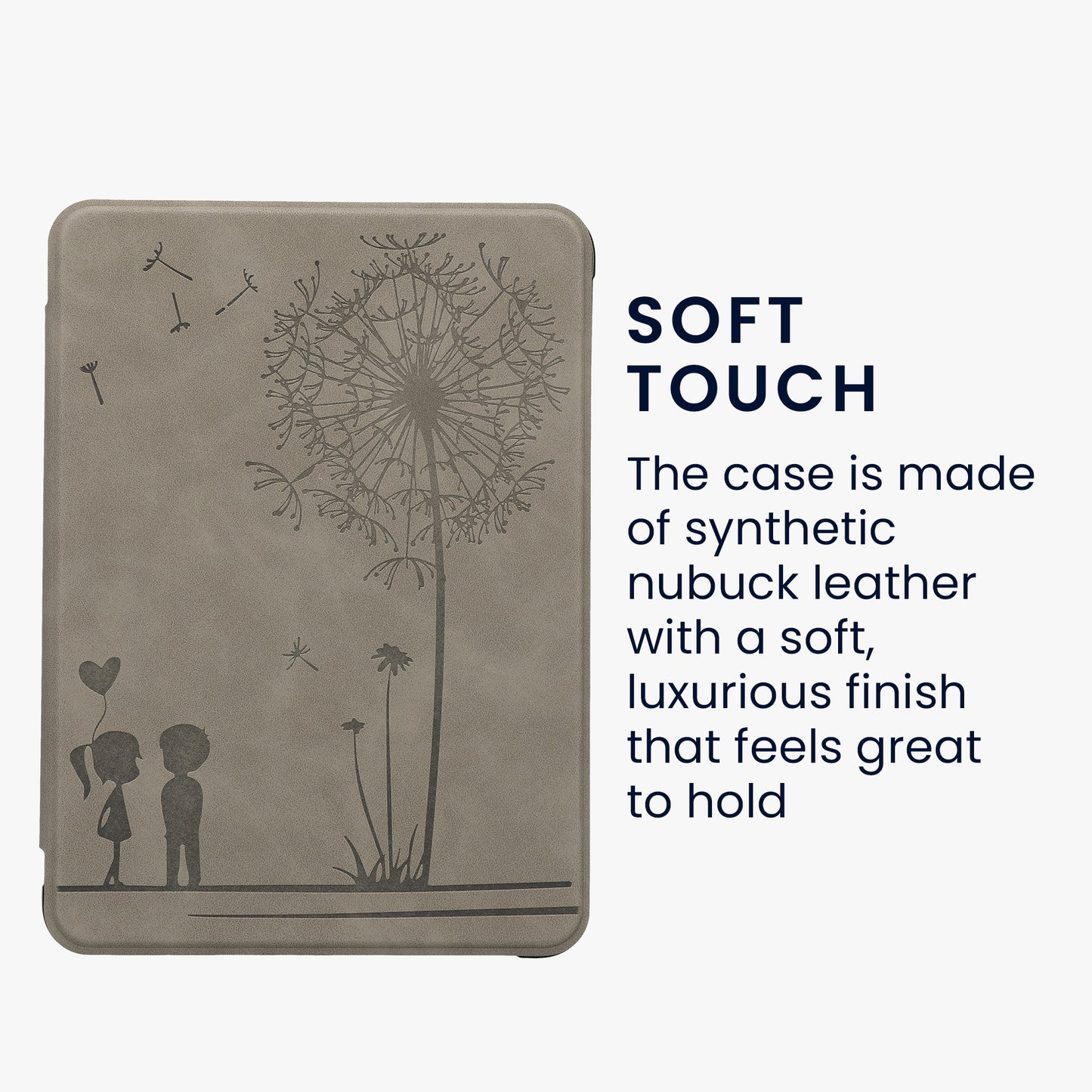 kwmobile Case for Amazon Kindle Paperwhite (2024)/Colorsoft Case - eReader Cover Made of Faux Leather with Auto Sleep Function - Dandelion Love