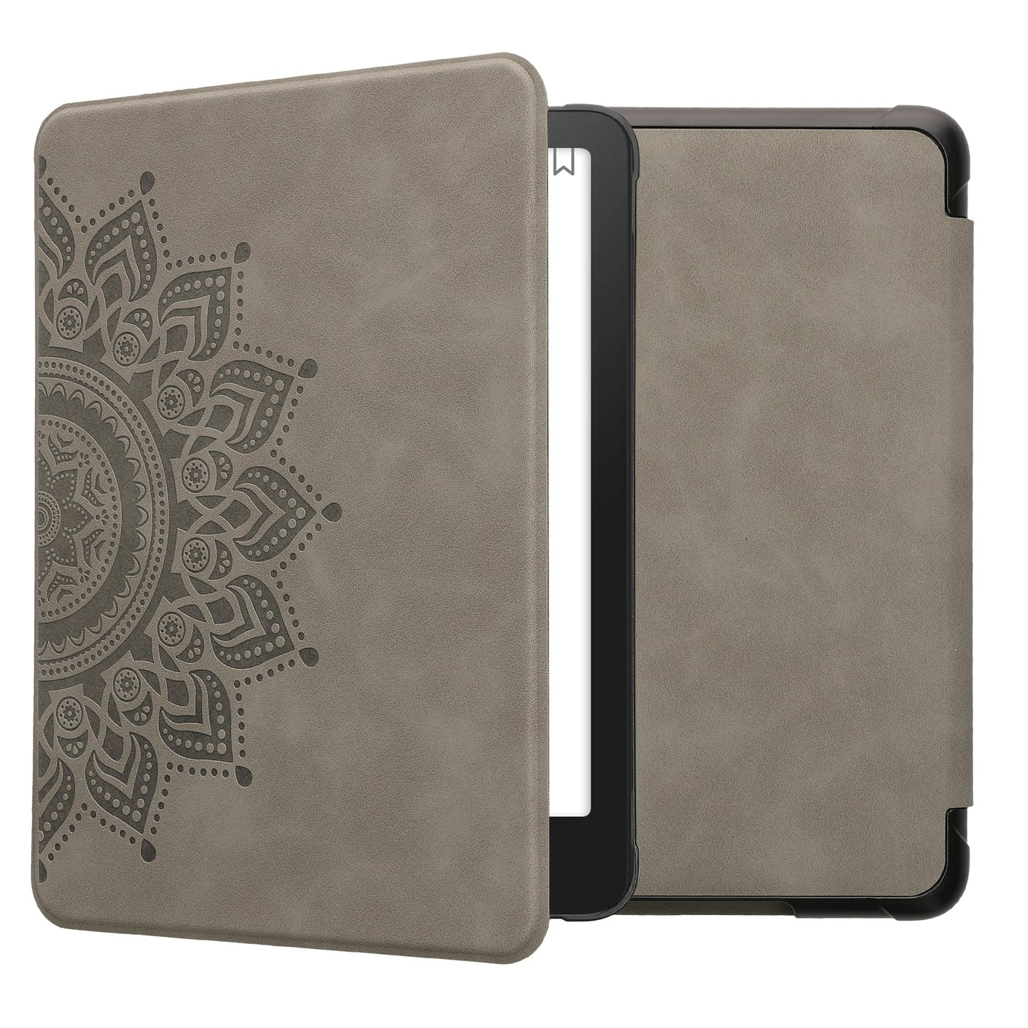 kwmobile Hülle kompatibel mit Amazon Kindle Paperwhite (2024)/Colorsoft Hülle - Kunstleder Cover - Aufgehende Sonne Grau Grau  [dsg02]