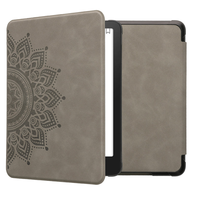 kwmobile Hülle kompatibel mit Amazon Kindle Paperwhite (2024)/Colorsoft Hülle - Kunstleder Cover - Aufgehende Sonne Grau Grau  [dsg02]