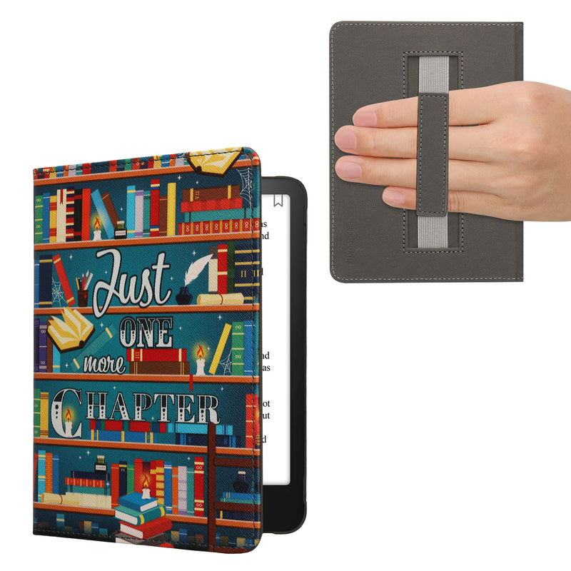 kwmobile Klapphülle kompatibel mit Amazon Kindle Paperwhite (2024)/Colorsoft Hülle - Flipcase für den eReader mit Handschlaufe - Bibliothek Motto Mehrfarbig Mehrfarbig  [dsg01]