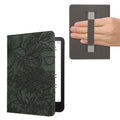 kwmobile Klapphülle kompatibel mit Amazon Kindle Paperwhite (2024)/Colorsoft Hülle - Flipcase für den eReader mit Handschlaufe - Blumen im grünen Relief Grün Grün  [dsg04]