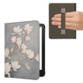 kwmobile Klapphülle kompatibel mit Amazon Kindle Paperwhite (2024)/Colorsoft Hülle - Flipcase für den eReader mit Handschlaufe - Magnolien Taupe Weiß Blaugrau Taupe  [dsg07]