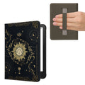 kwmobile Klapphülle kompatibel mit Amazon Kindle Paperwhite (2024)/Colorsoft Hülle - Flipcase für den eReader mit Handschlaufe - Tarot Karten Dunkelblau Gelb Schwarz Dunkelblau  [dsg08]