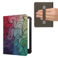 kwmobile Klapphülle kompatibel mit Amazon Kindle Paperwhite (2024)/Colorsoft Hülle - Flipcase für den eReader mit Handschlaufe - Farbrausch Pink Blau Grün Pink  [dsg10]
